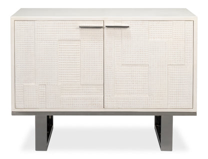 Bronzini Credenza, Small, Embossed White
