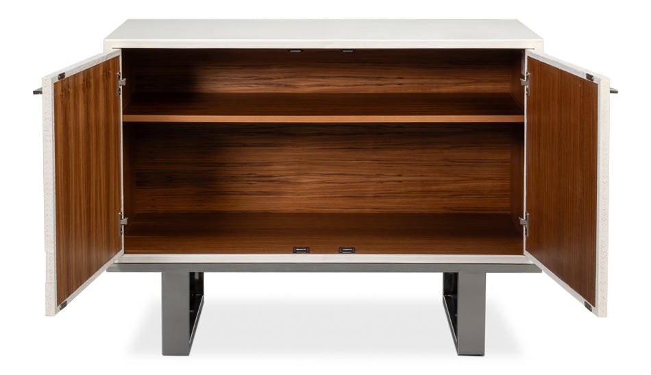 Bronzini Credenza, Small, Embossed White