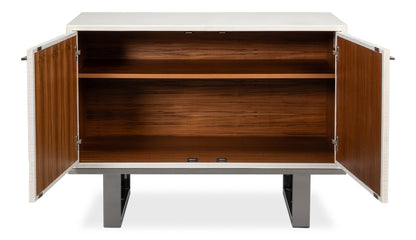 Bronzini Credenza, Small, Embossed White