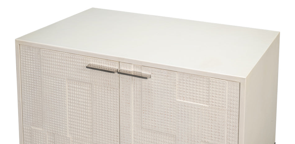 Bronzini Credenza, Small, Embossed White