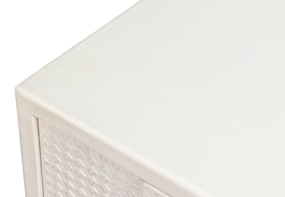 Bronzini Credenza, Small, Embossed White