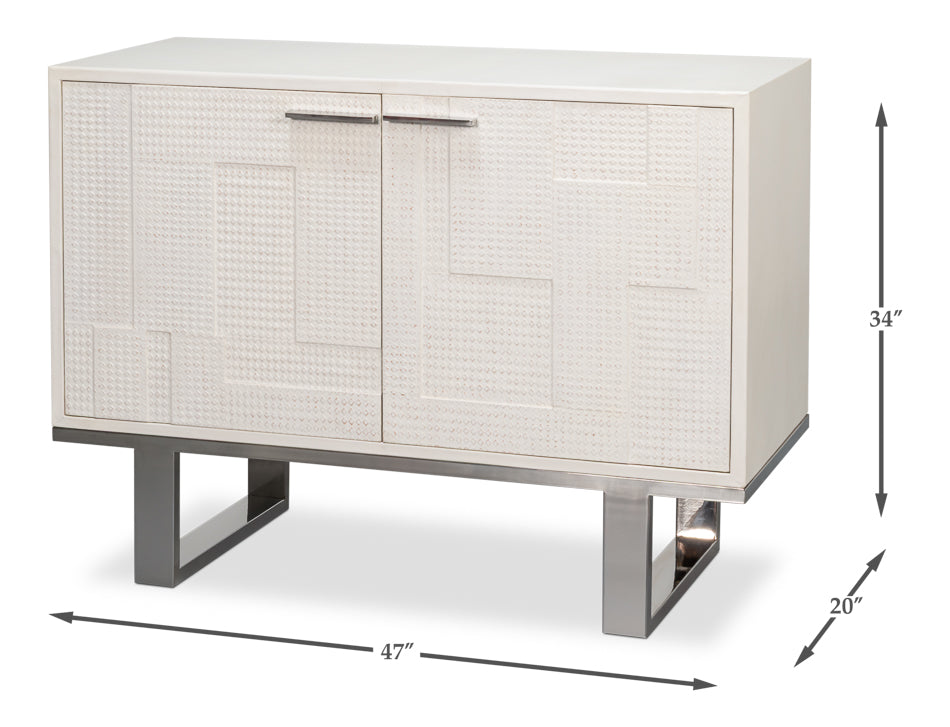 Bronzini Credenza, Small, Embossed White