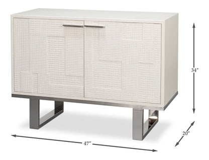 Bronzini Credenza, Small, Embossed White