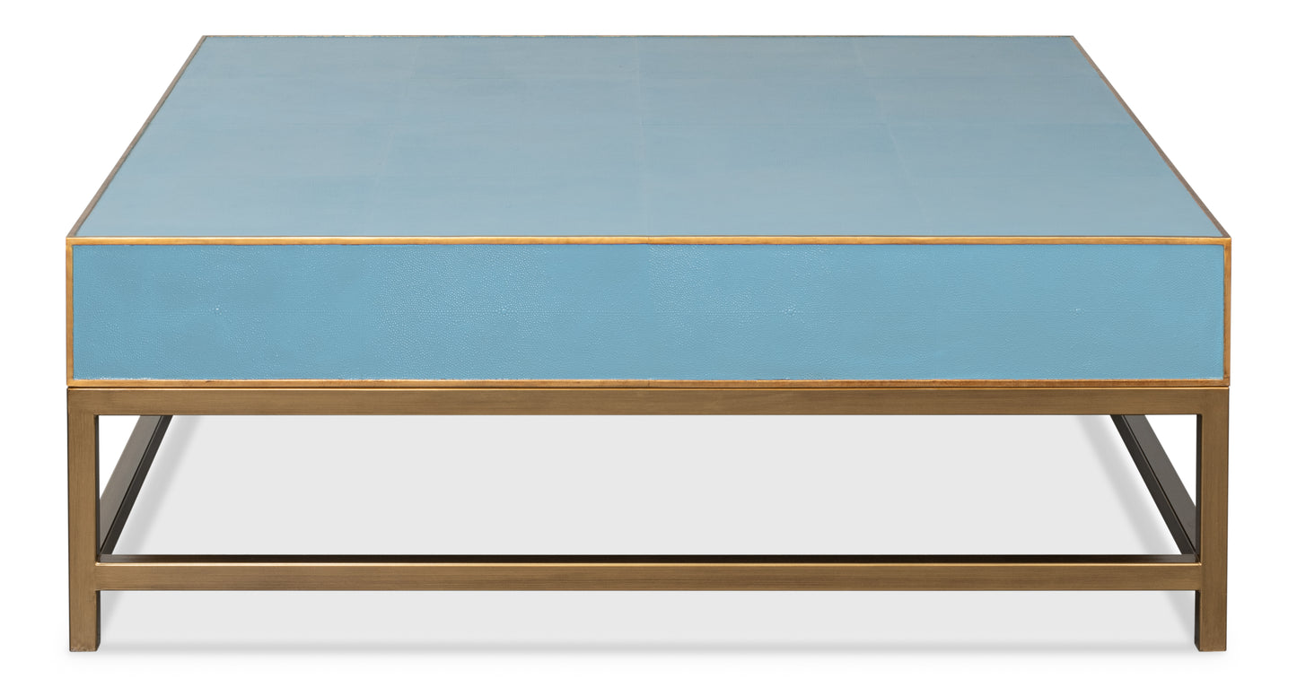 Gideon Shagreen Square Coffee Table, Blue