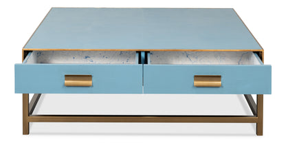 Gideon Shagreen Square Coffee Table, Blue