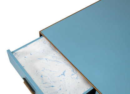 Gideon Shagreen Square Coffee Table, Blue