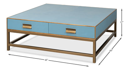 Gideon Shagreen Square Coffee Table, Blue