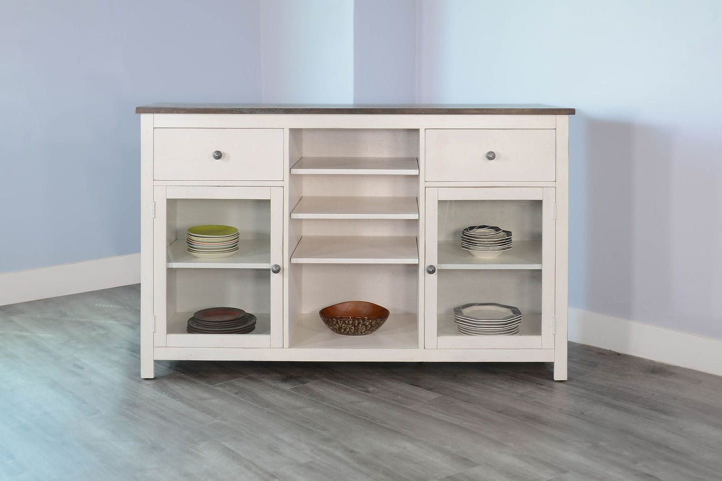 Sunny Designs Wood White Buffet with Drawers - Carriage House