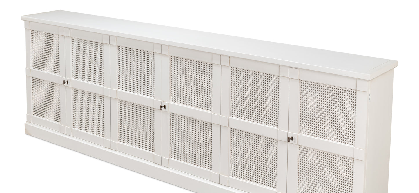 Luciana 6 Cane Door Buffet, Cortina White