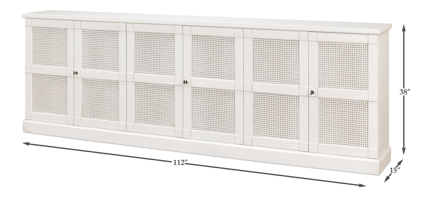 Luciana 6 Cane Door Buffet, Cortina White