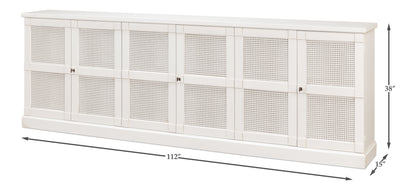 Luciana 6 Cane Door Buffet, Cortina White