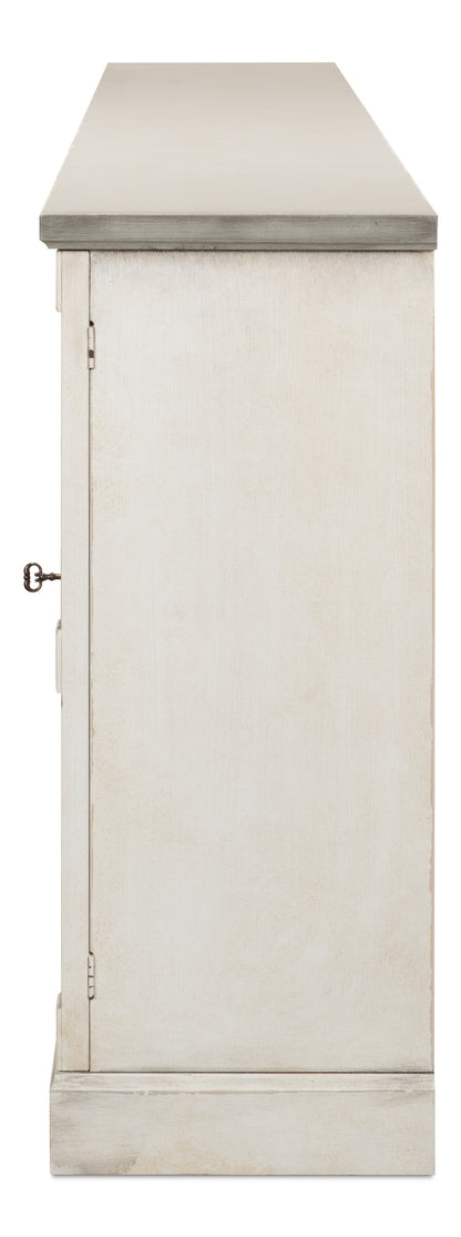 Luciana Wood Doors Buffet, Stucco White Grey