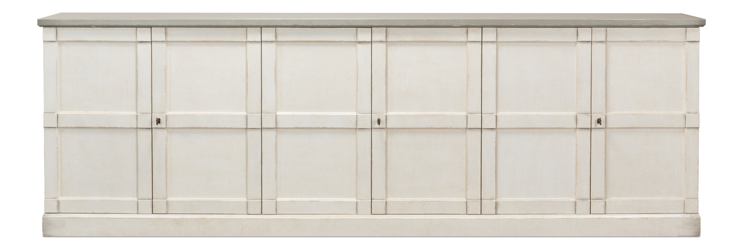 Luciana Wood Doors Buffet, Stucco White Grey