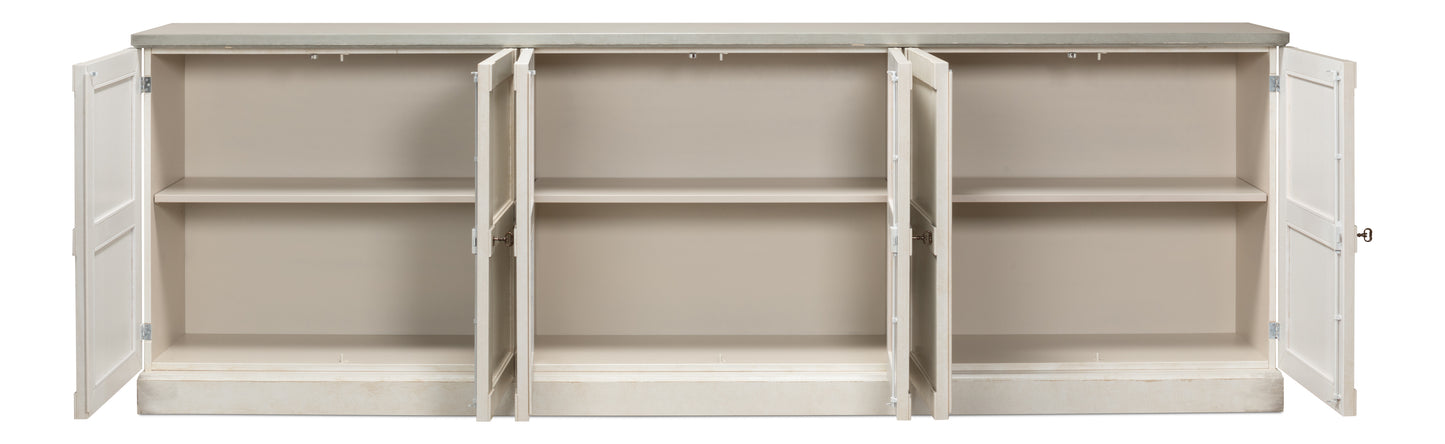 Luciana Wood Doors Buffet, Stucco White Grey