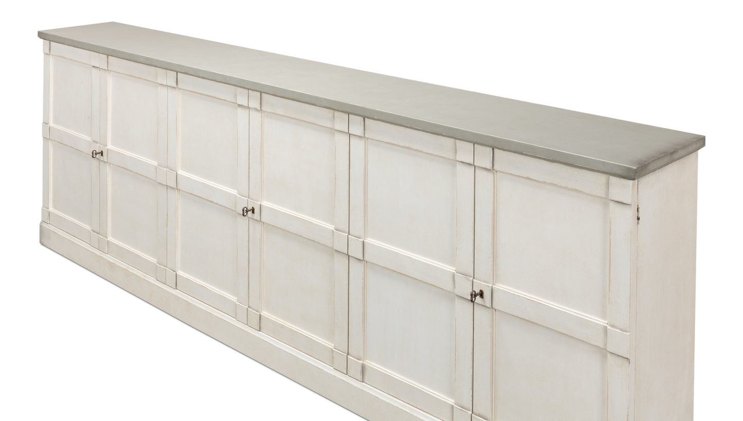 Luciana Wood Doors Buffet, Stucco White Grey