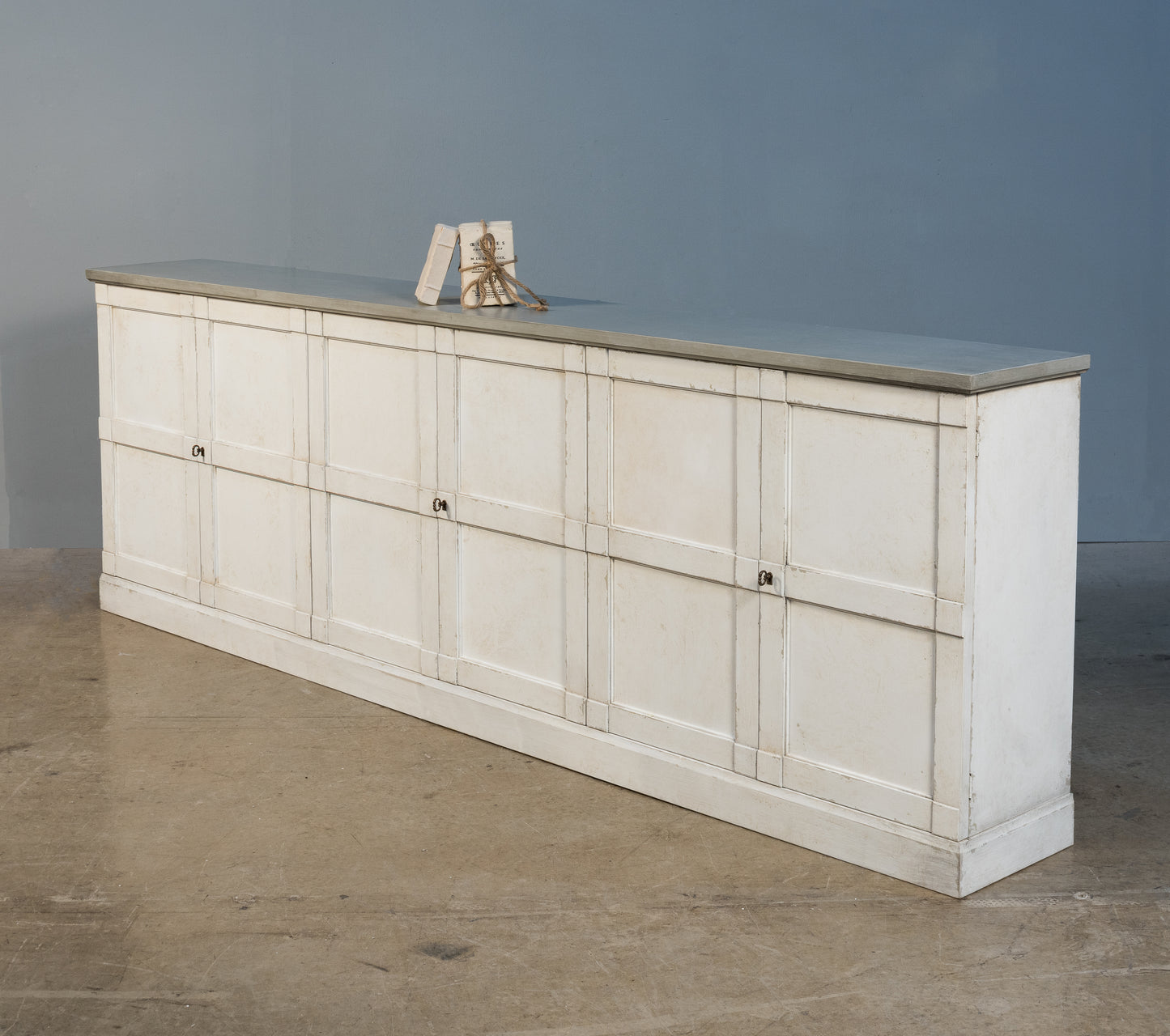 Luciana Wood Doors Buffet, Stucco White Grey