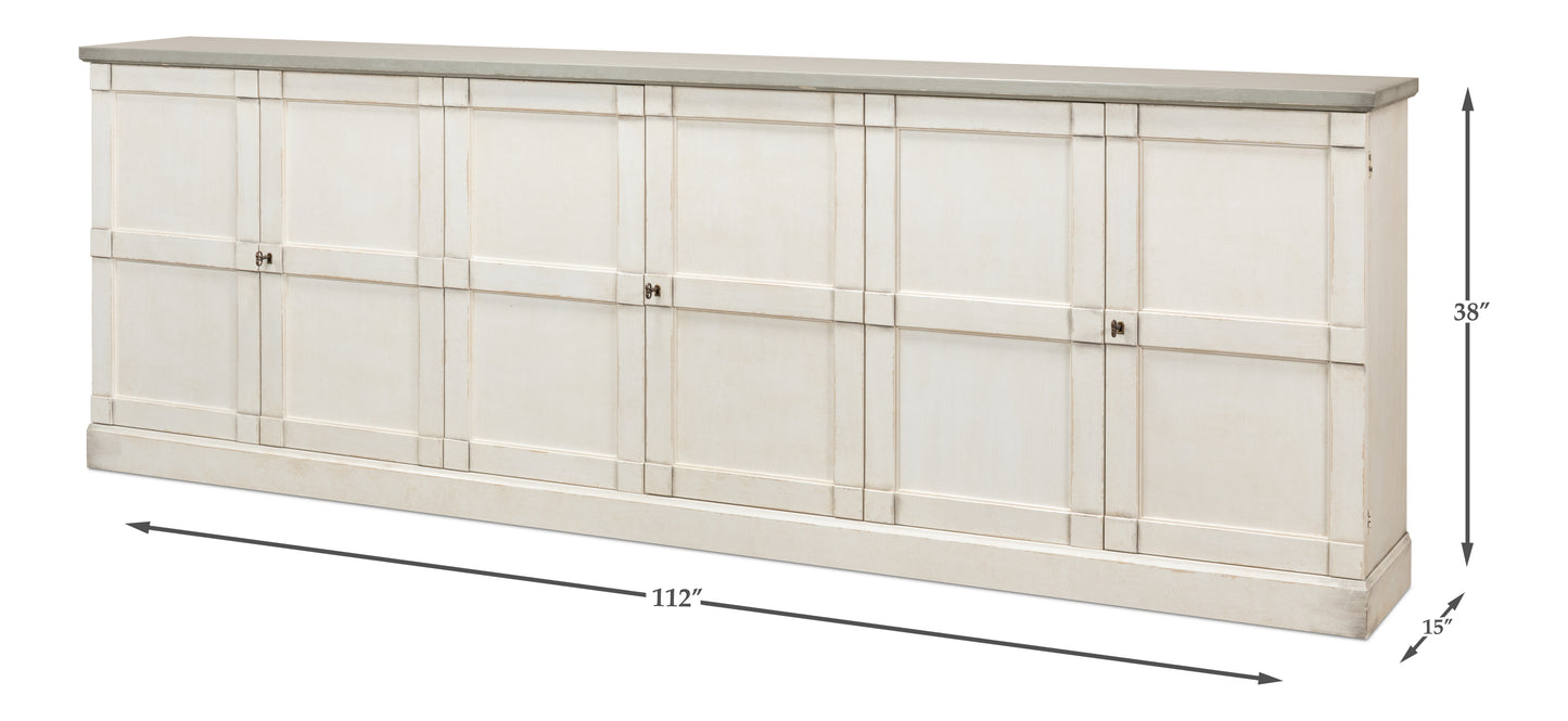 Luciana Wood Doors Buffet, Stucco White Grey