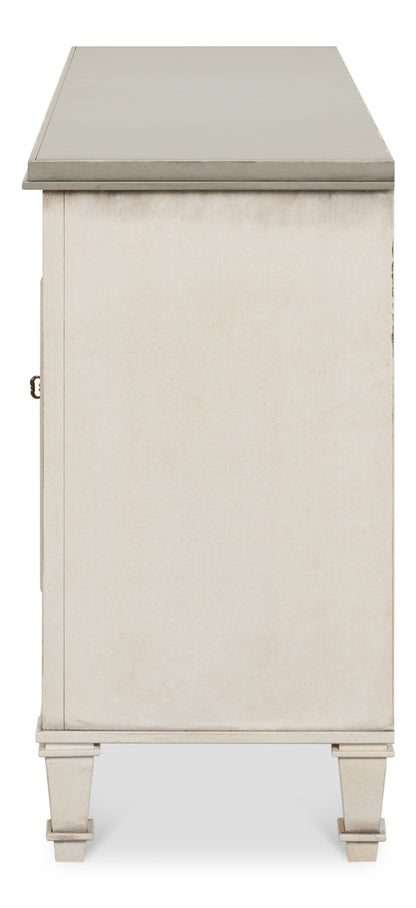 Louis Xvi Buffet, White/White, Gray Quartz