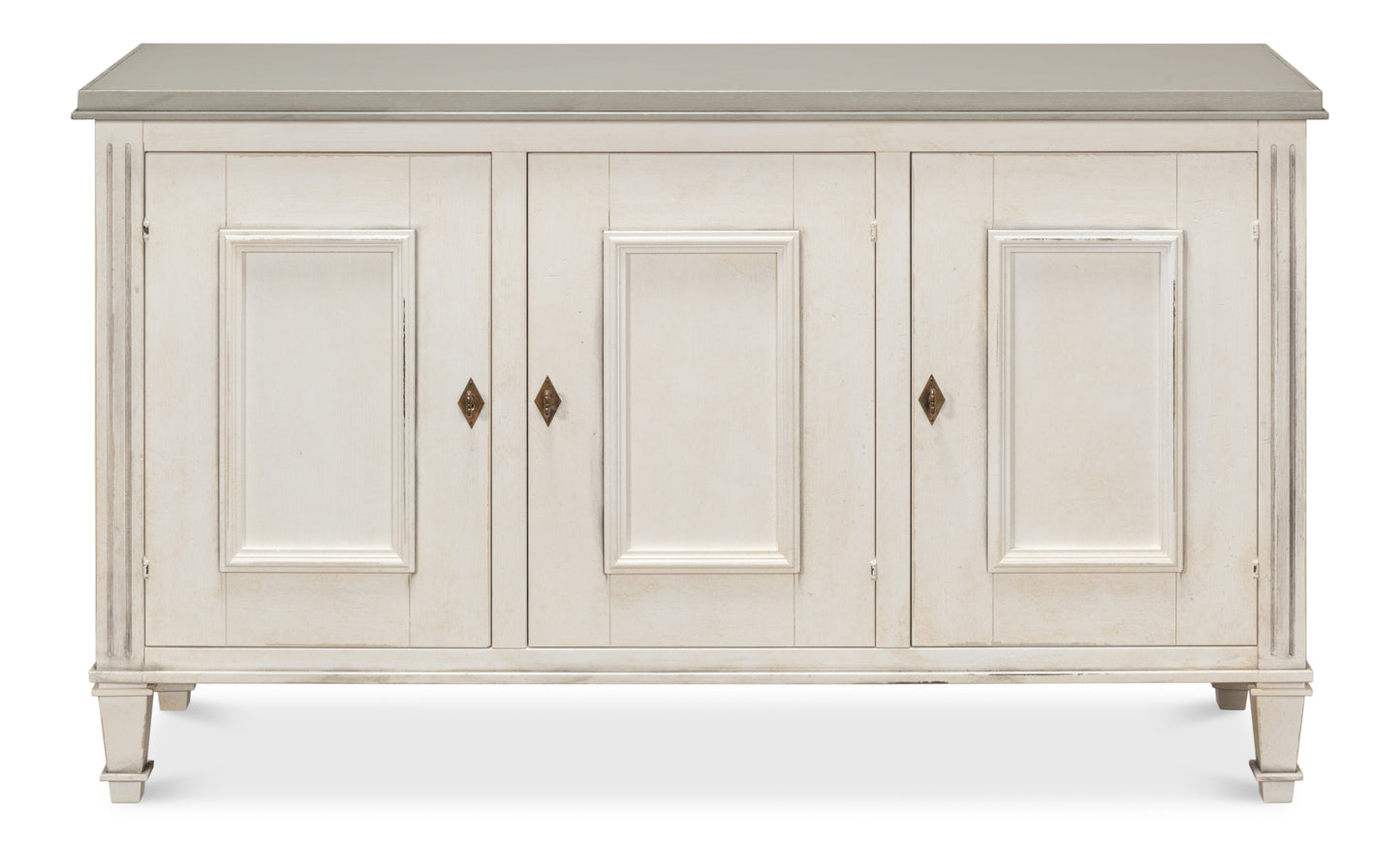Louis Xvi Buffet, White/White, Gray Quartz