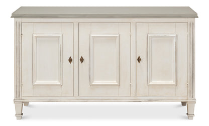 Louis Xvi Buffet, White/White, Gray Quartz