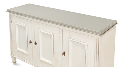 Louis Xvi Buffet, White/White, Gray Quartz