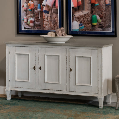 Louis Xvi Buffet, White/White, Gray Quartz