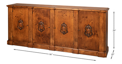 Crested Wall Cabinet, Noce Anticato