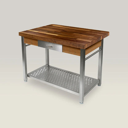 John Boos & Co. Cucina Grande American Black Walnut, Blended Grain Top, Kitchen Island