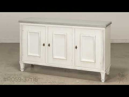 Louis Xvi Buffet, White/White, Gray Quartz