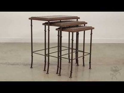 Croc Leather Nesting Tables, Set of 3