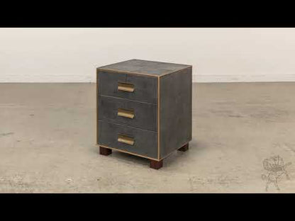 Gideon Shagreen 3 Drawer Side Table, Grey