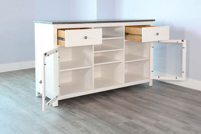 Sunny Designs Wood White Buffet with Drawers - Carriage House