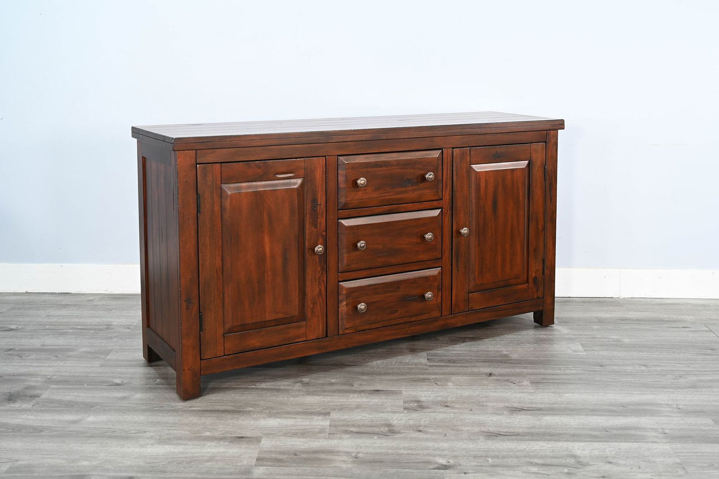 Sunny Designs Tuscany 66" Farmhouse Wood Buffet in Medium Brown